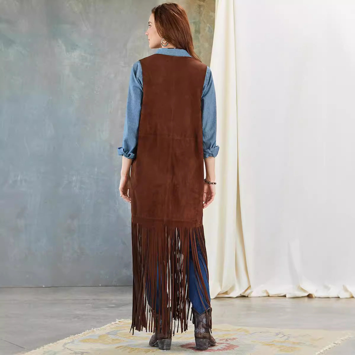 Women's Fashion Tassel Slim Fit Sleeveless Inverness Vests