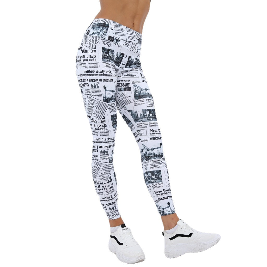 Gradient Digital Printing Yoga Skinny Female Leggings