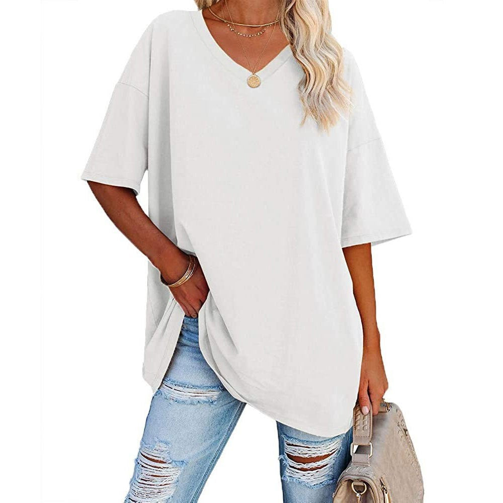 Women's Loose Half Sleeve V-neck Waist Blouses