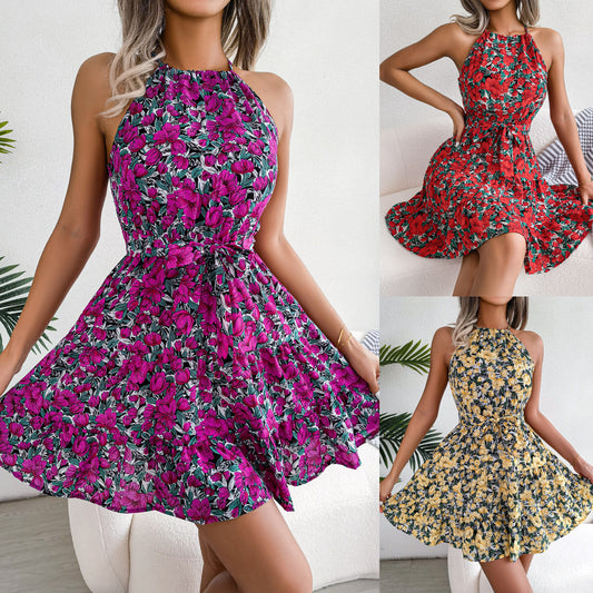 Women's Style Ruffled Large Swing Floral Vacation Dresses