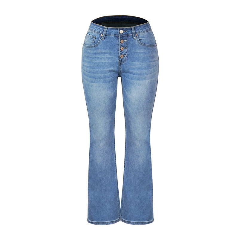 Women's Stretch Slim-fit Flared Denim Super Trousers Jeans