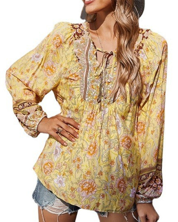 Women's Printed Casual Loose Thin T-shirt Blouses