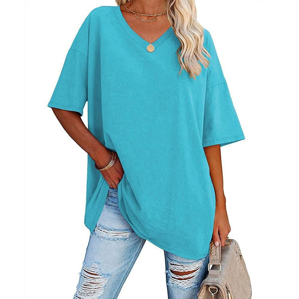 Women's Loose Half Sleeve V-neck Waist Blouses