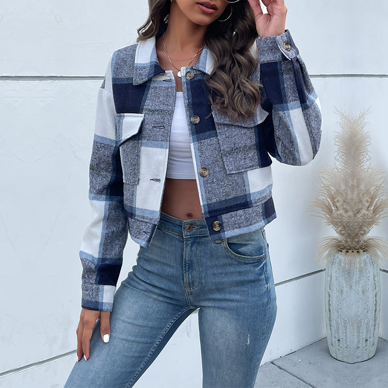 Women's Charming Plaid Long Sleeve Shirt Blouses