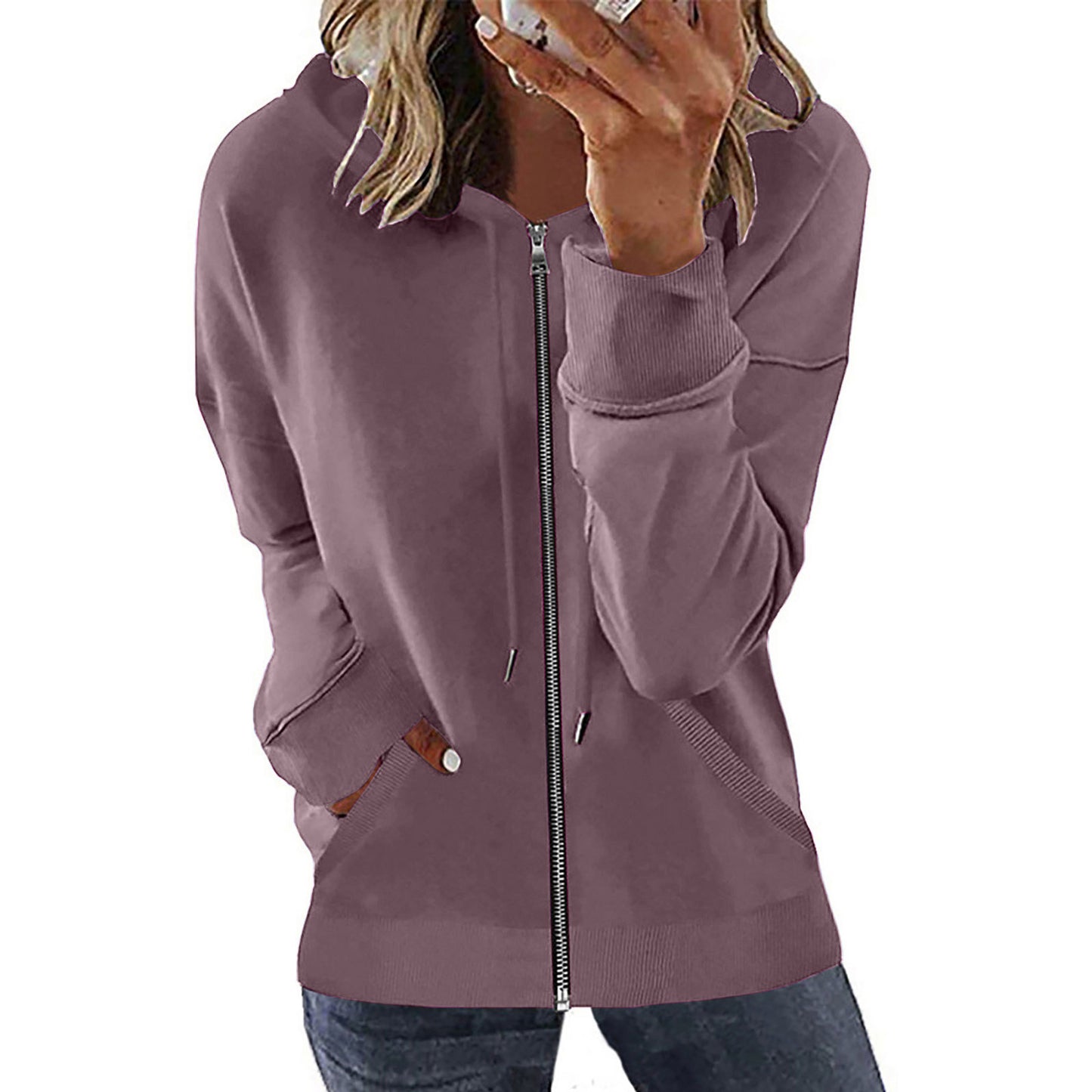 Women's Autumn Pocket Long Sleeve Hooded Tracksuit Sweaters