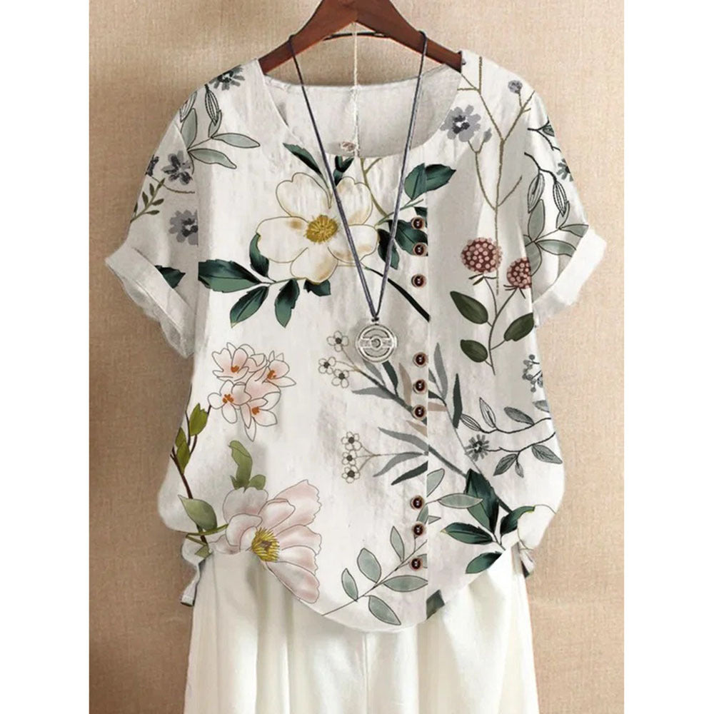 Women's Summer Retro Cotton And Linen Fashion Blouses