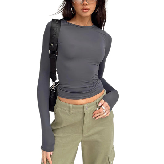 Women's T-shirt Solid Color Slim Pullover Street Blouses