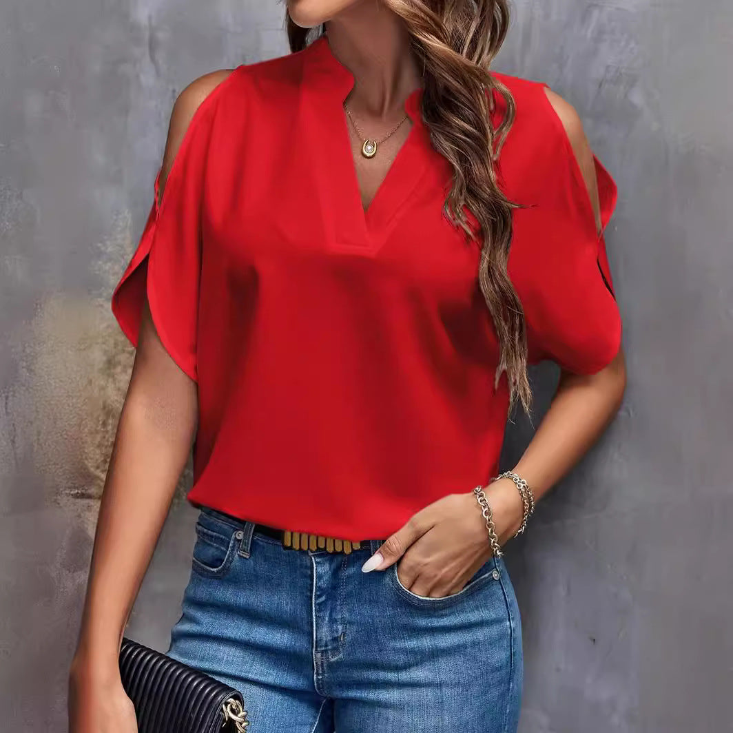 Women's Summer Solid Color Graceful Fashionable Sleeves Blouses