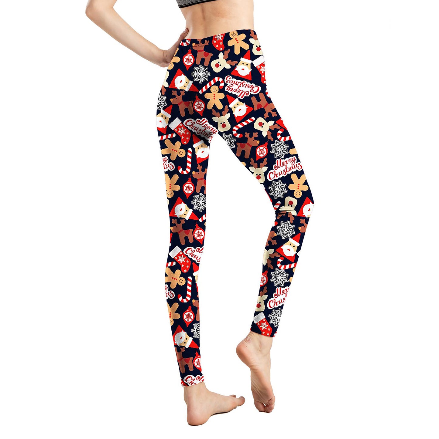 Christmas Holiday Printed Cropped Fitness Sports Pants