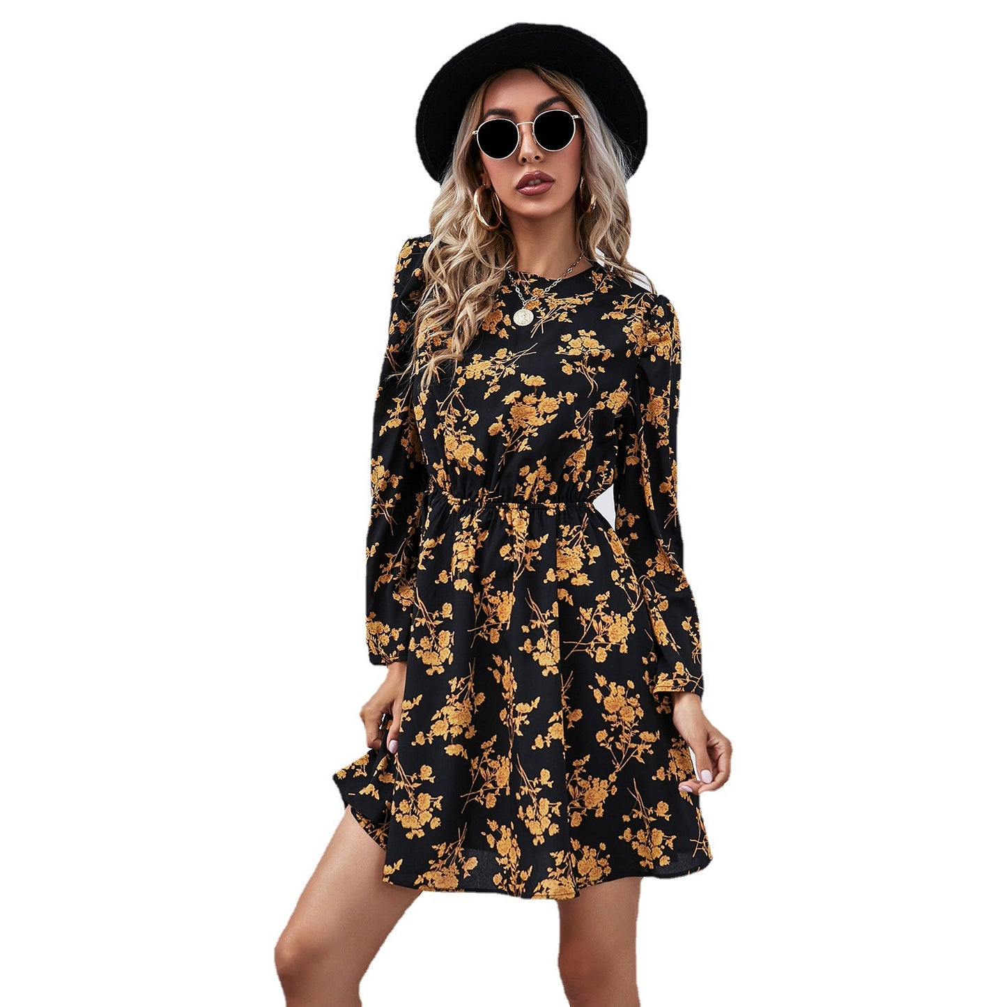 Women's Spring Loose Floral Tight Waist Dress Dresses