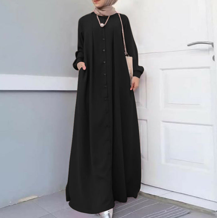 Women's Muslim Long Dress Autumn Loose Temperament Commuter Dresses