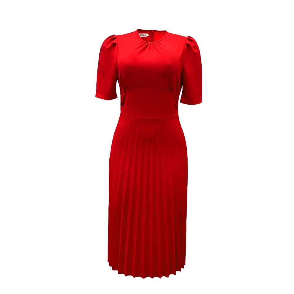 Summer Sleeve Pleated Solid Color Dress Dresses