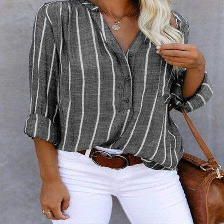 Women's Simple Fashion Printed Striped Shirt For Blouses