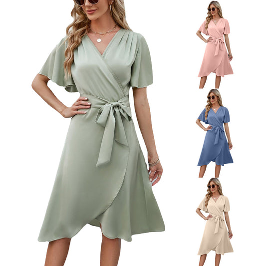 Women's Summer Satin Fitted Waist Comfortable Sexy Dresses