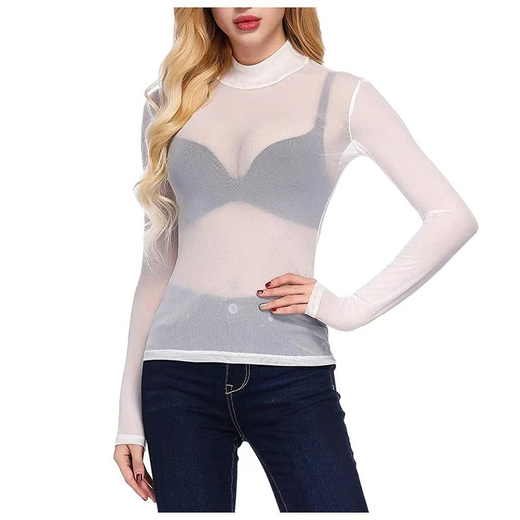 Women's Tight Inner Wear Long Sleeve T-shirt Turtleneck Bottoming Blouses