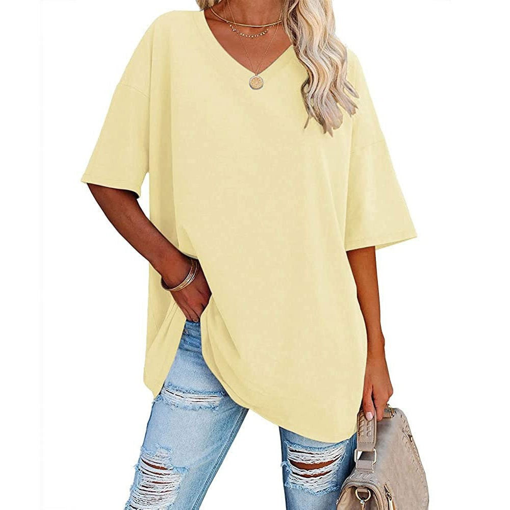 Women's Loose Half Sleeve V-neck Waist Blouses