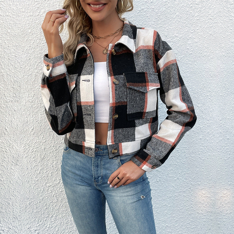 Women's Charming Plaid Long Sleeve Shirt Blouses