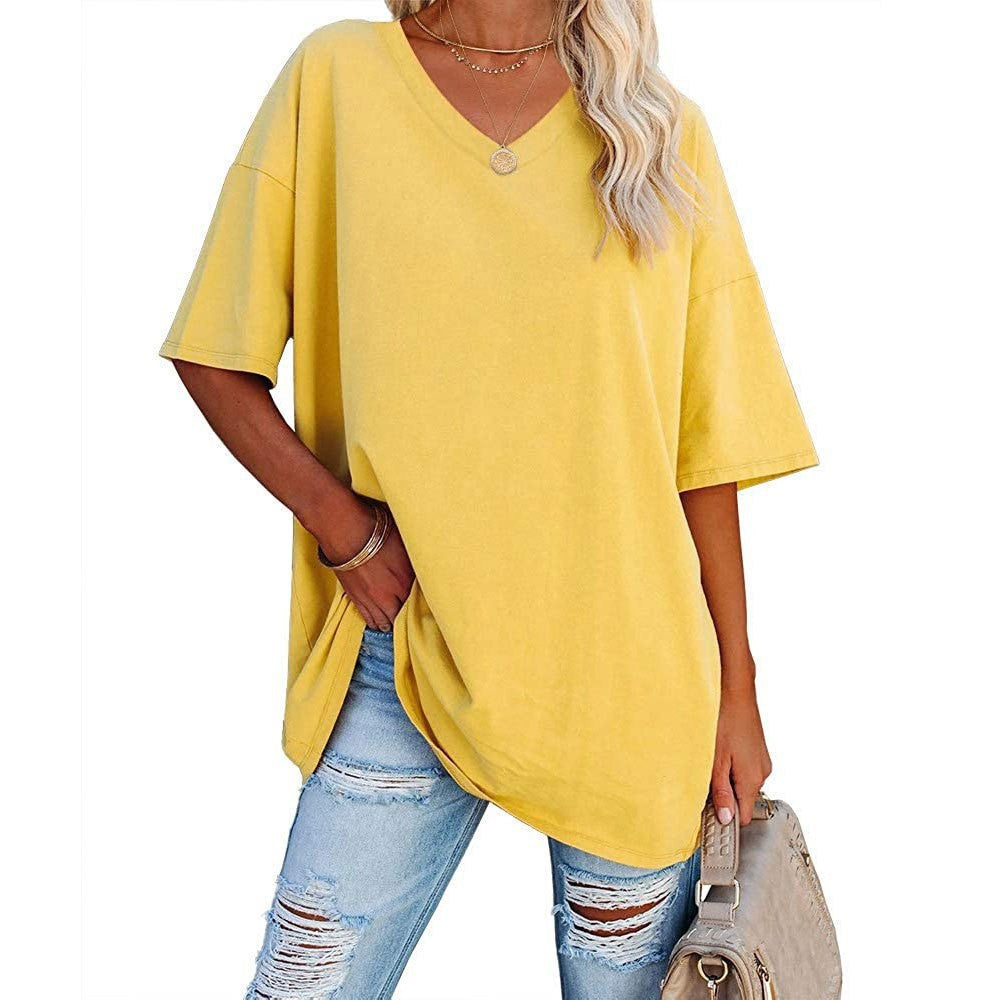 Women's Loose Half Sleeve V-neck Waist Blouses