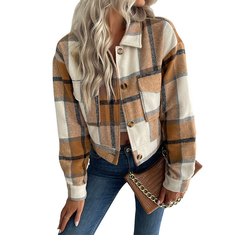 Women's Charming Plaid Long Sleeve Shirt Blouses