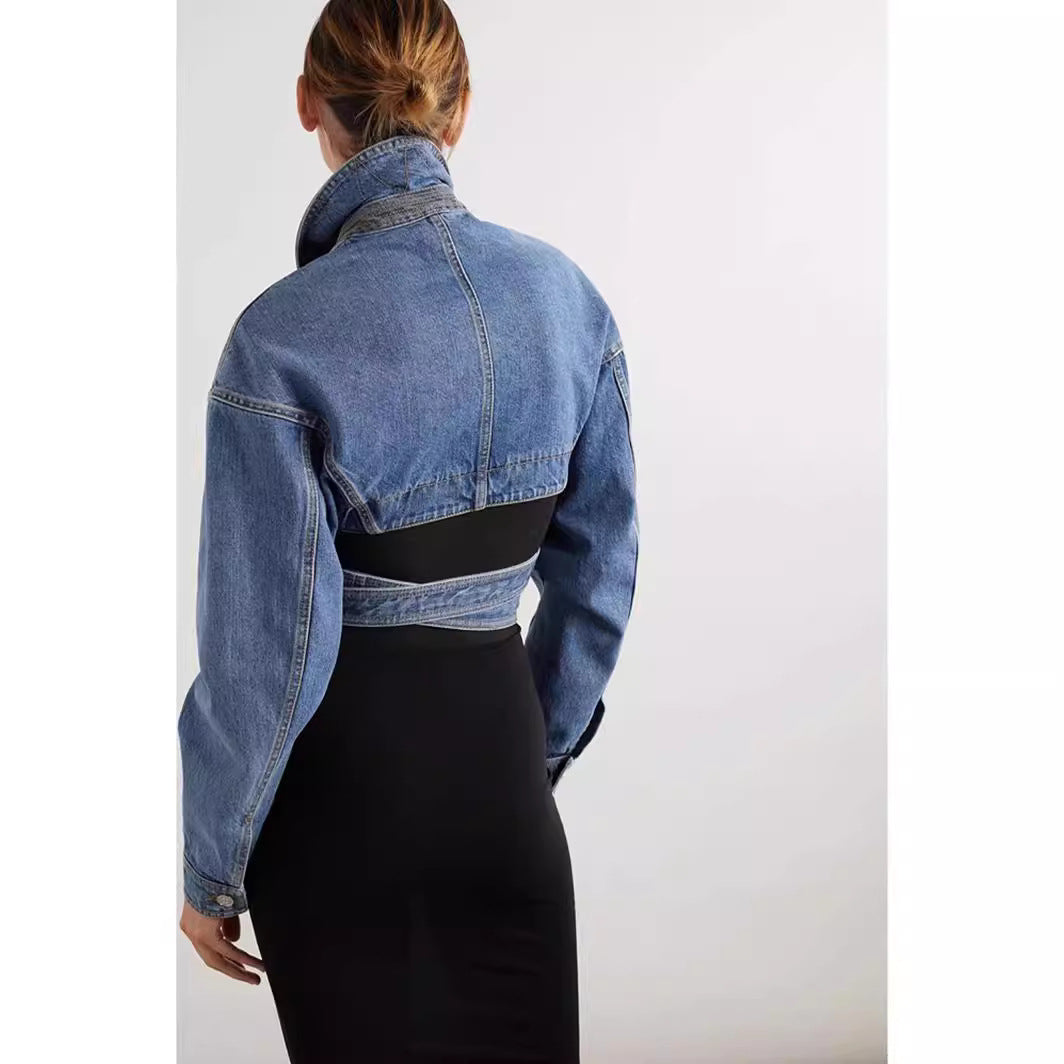 Women's Niche Design Spring Cross Placket Midriff Jackets