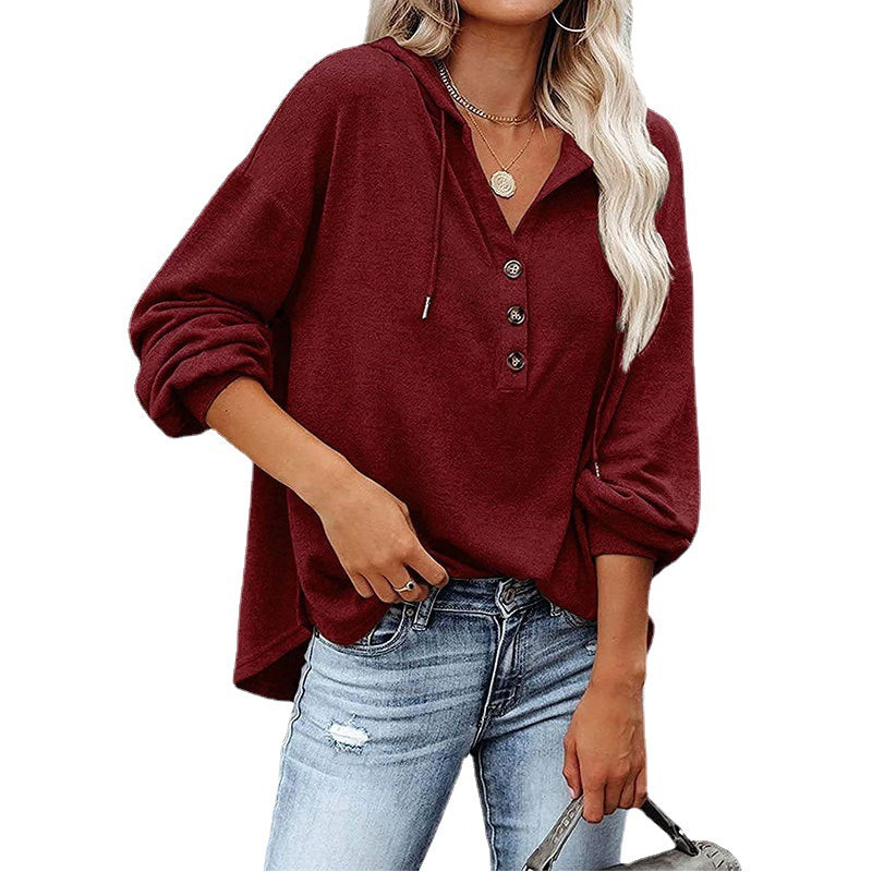 Women's Loose-fitting Long Sleeves Sweatshirt Sports Hooded Jackets