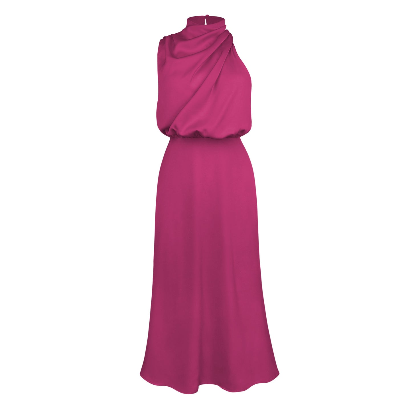 Women's Cool Bridesmaid Midi Halter Satin Dresses