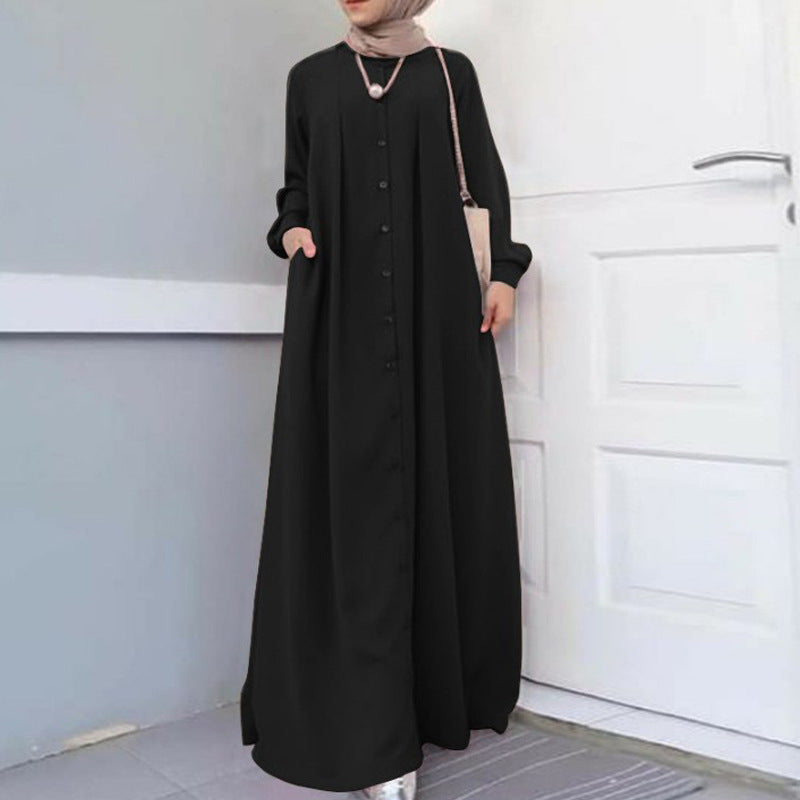 Women's Muslim Long Dress Autumn Loose Temperament Commuter Dresses