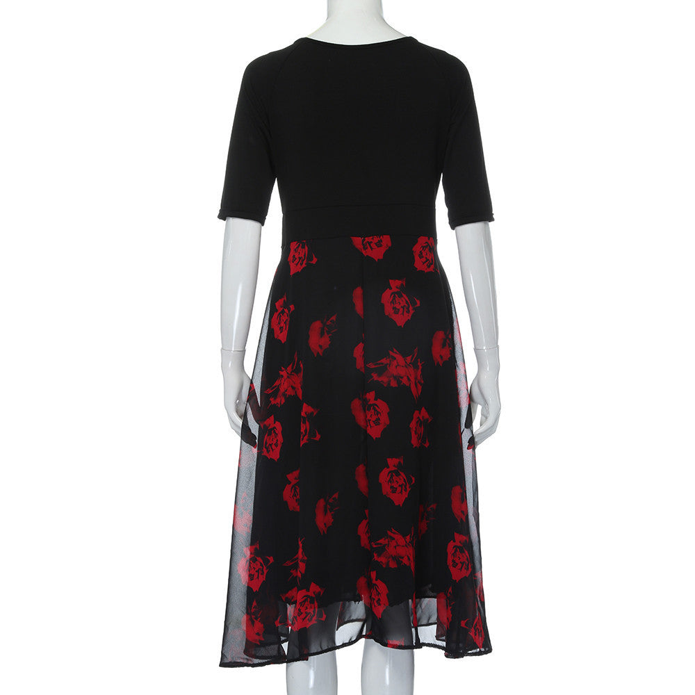 Women's Collar Digital Printing Sleeve Dress Dresses