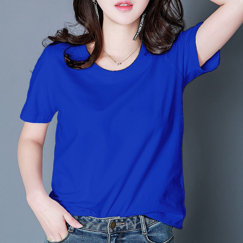 Women's Summer Korean Style White Short-sleeved T-shirt Blouses