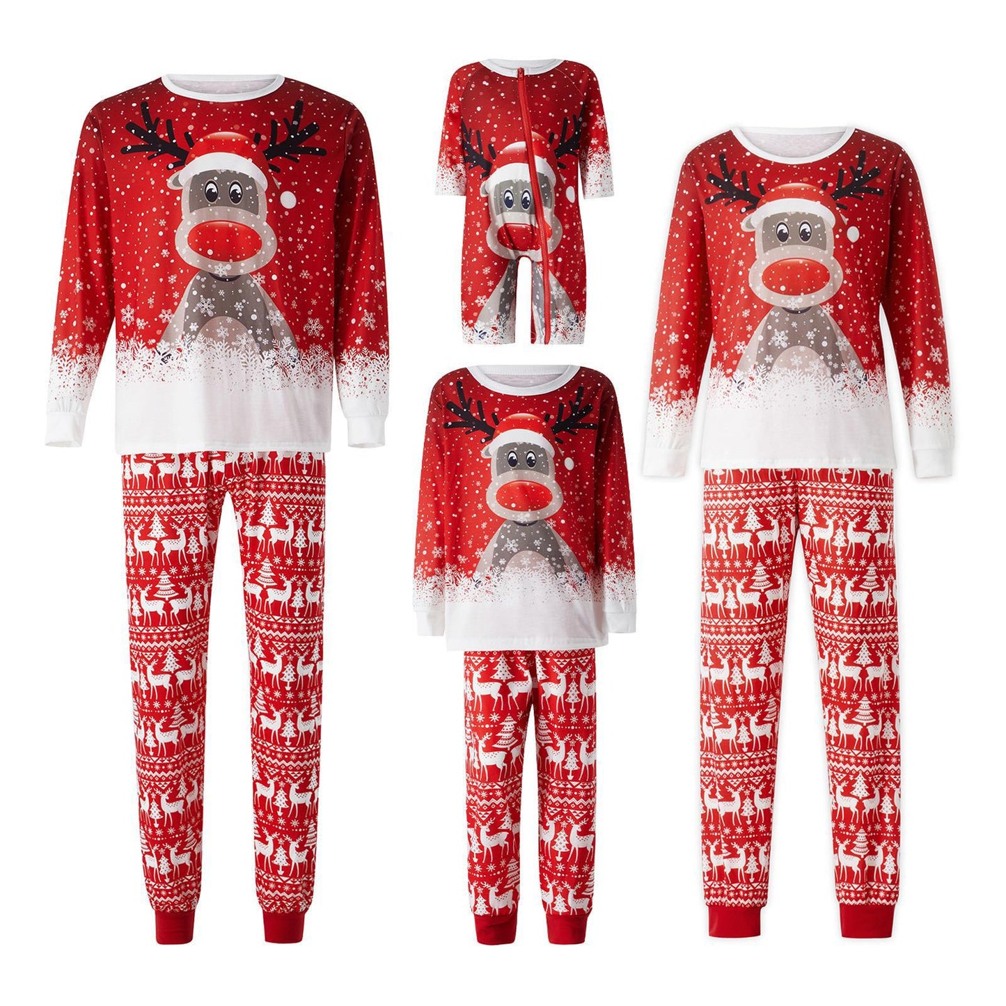 Pajamas Printed Christmas Wear Round Neck Clothing