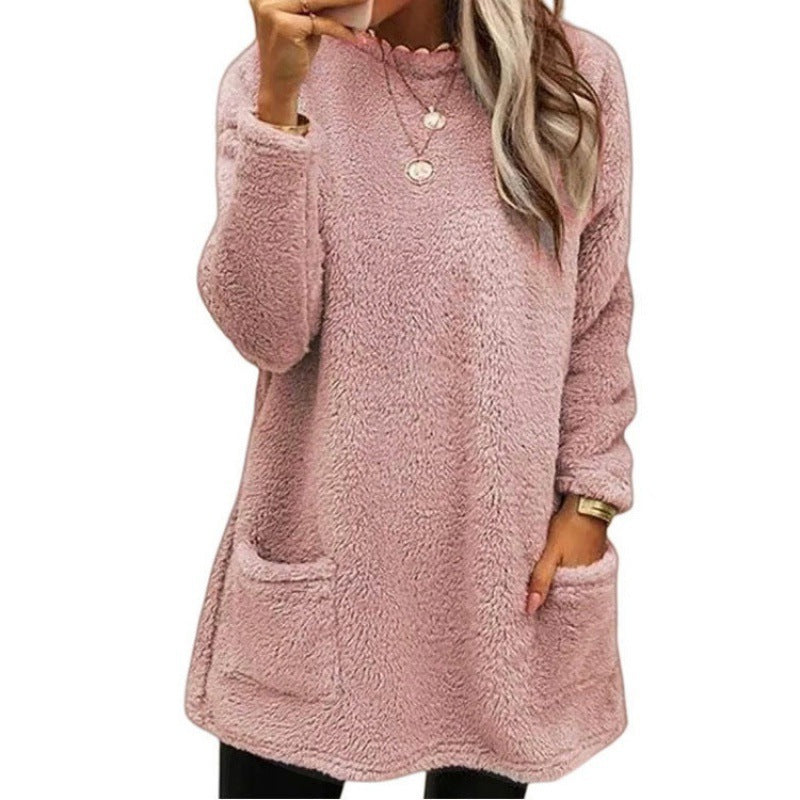 Women's Long Sleeve Pocket Fleece Sweatshirt T-shirt Blouses