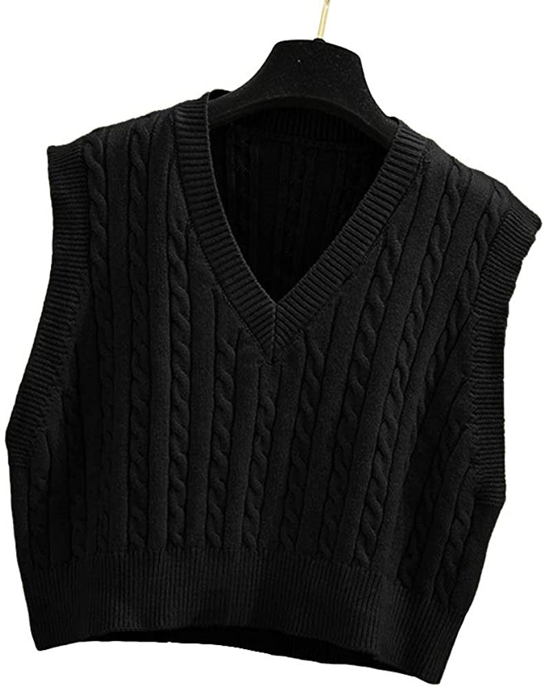 Women's Knitted Waistcoat Pullover V-neck Sleeveless Vests