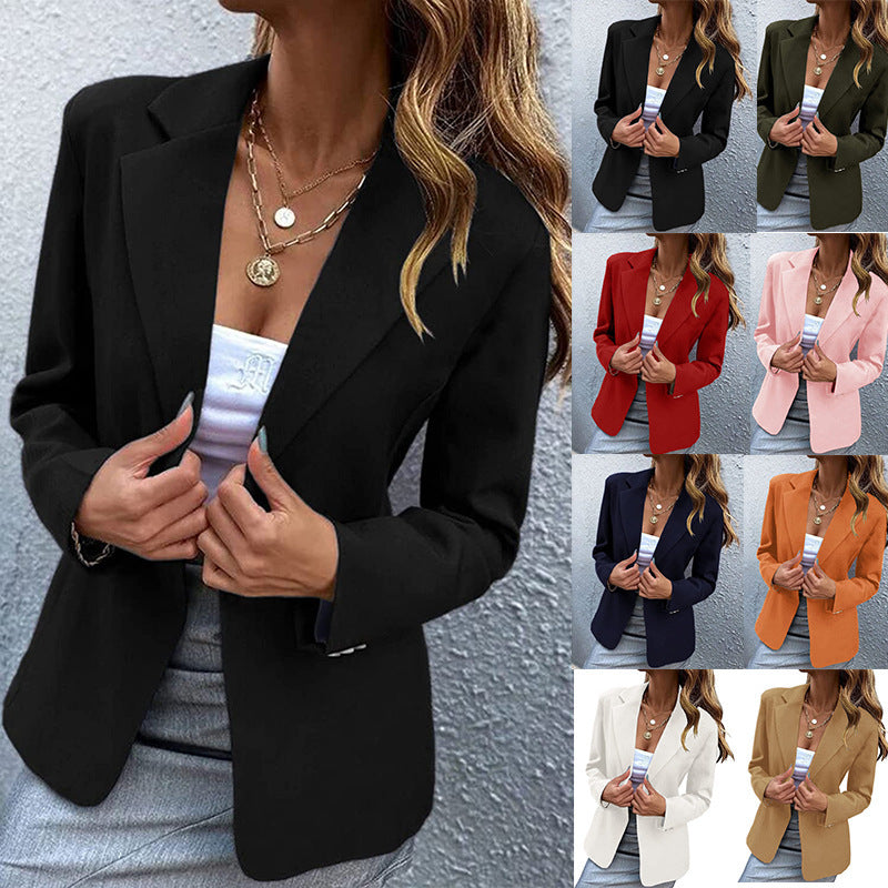 Women's Casual Long-sleeved Solid Color Button Coats