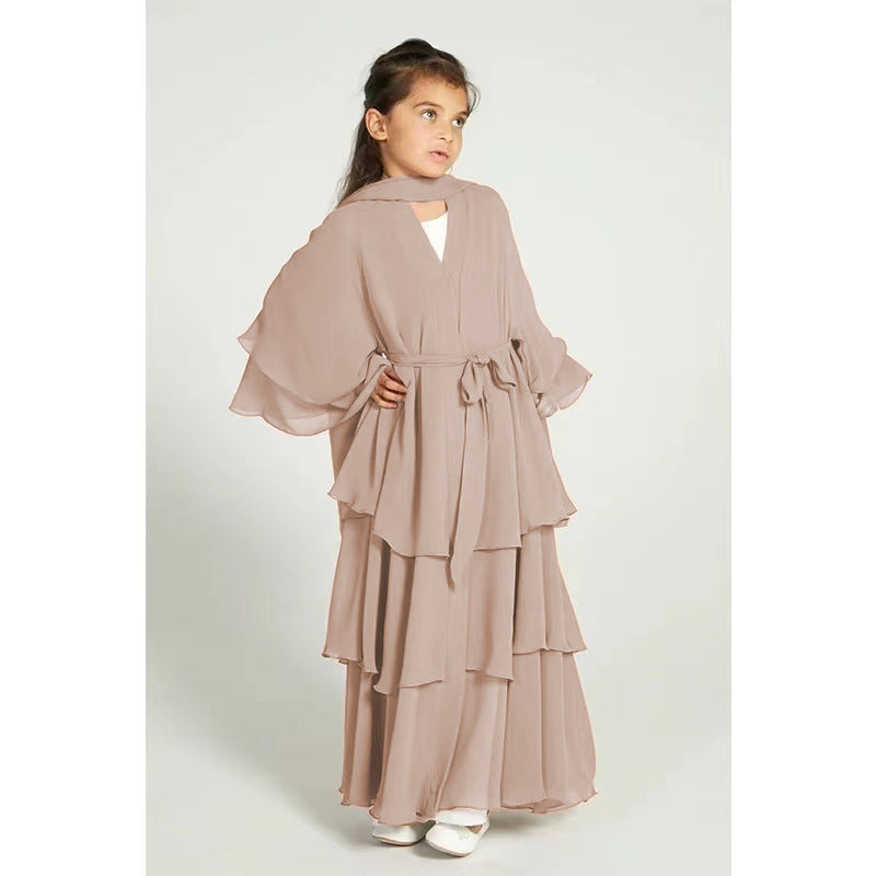 Children's Elegant Chiffon Dress Without Headscarf Clothing