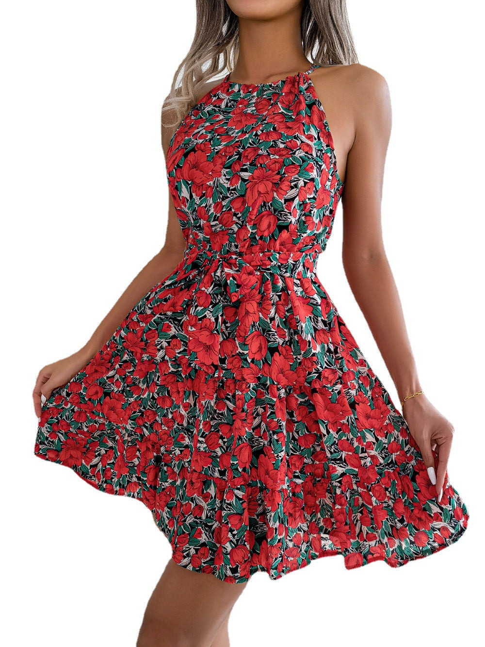 Women's Style Ruffled Large Swing Floral Vacation Dresses