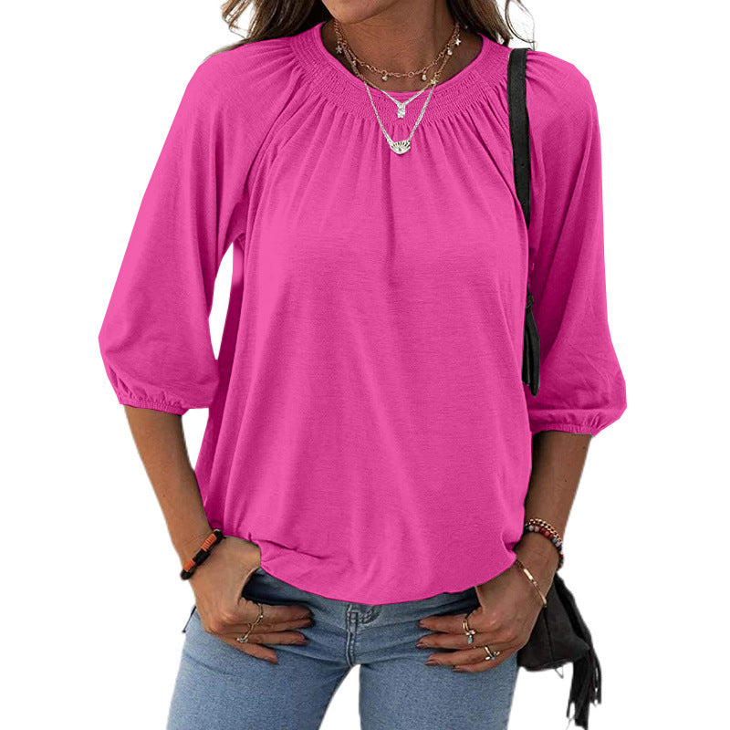 Women's Spring Summer Elegant Pullover Round Neck Blouses