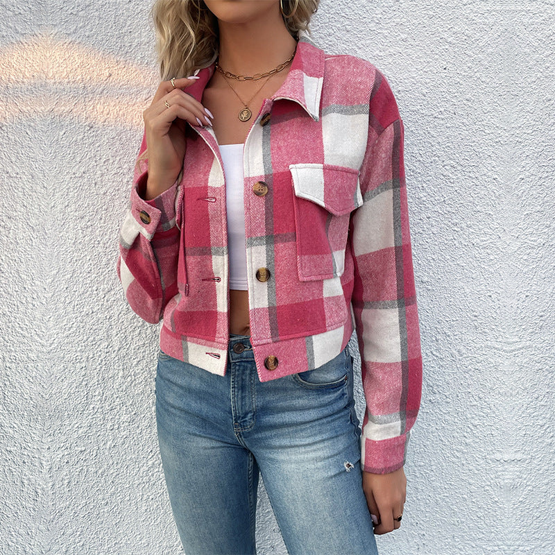 Women's Charming Plaid Long Sleeve Shirt Blouses