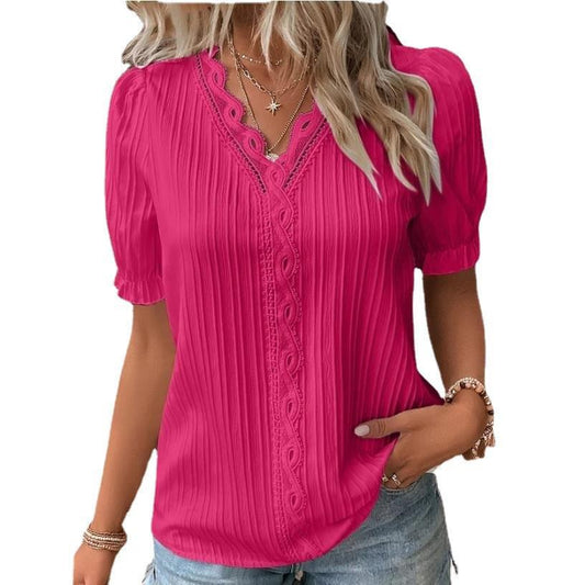 Women's Summer Holiday Fashion Short-sleeved Shirt Blouses