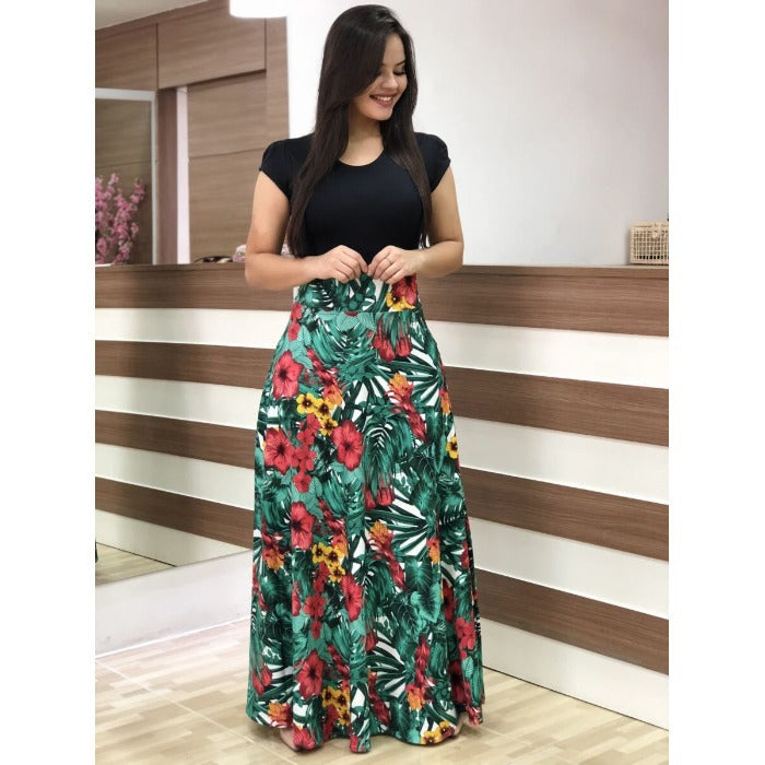 Women's Autumn Popular Flower Multicolor Printing Dress Dresses