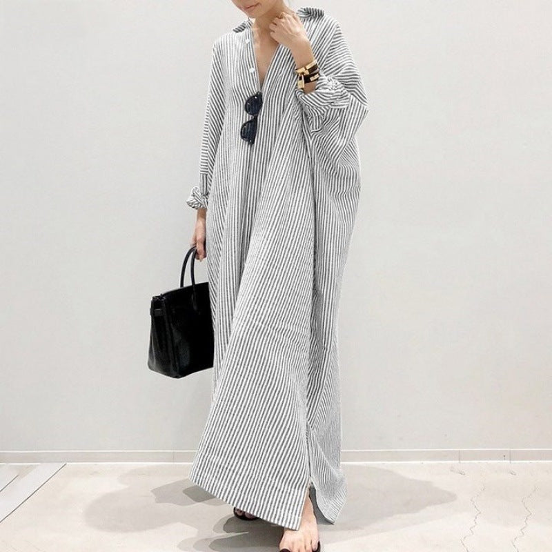 Women's Cotton Linen Stripes Loose Temperament Commuter Clothing