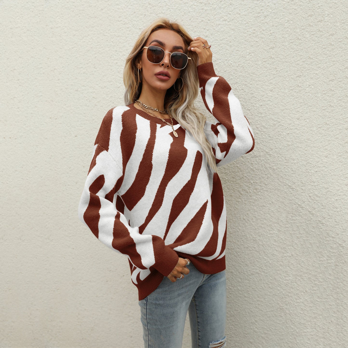 Women's Winter Striped Personality Fashion Knitted Pullover Sweaters