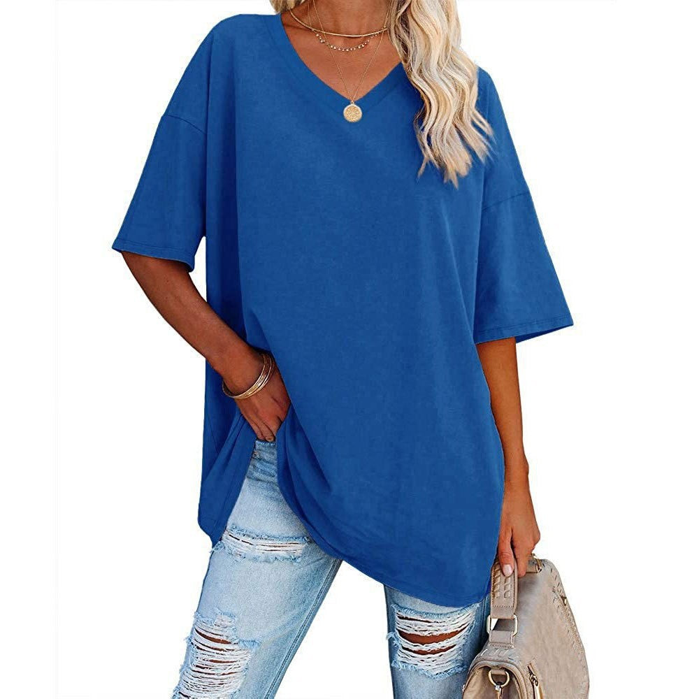 Women's Loose Half Sleeve V-neck Waist Blouses