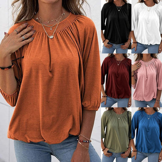 Women's Spring Summer Elegant Pullover Round Neck Blouses