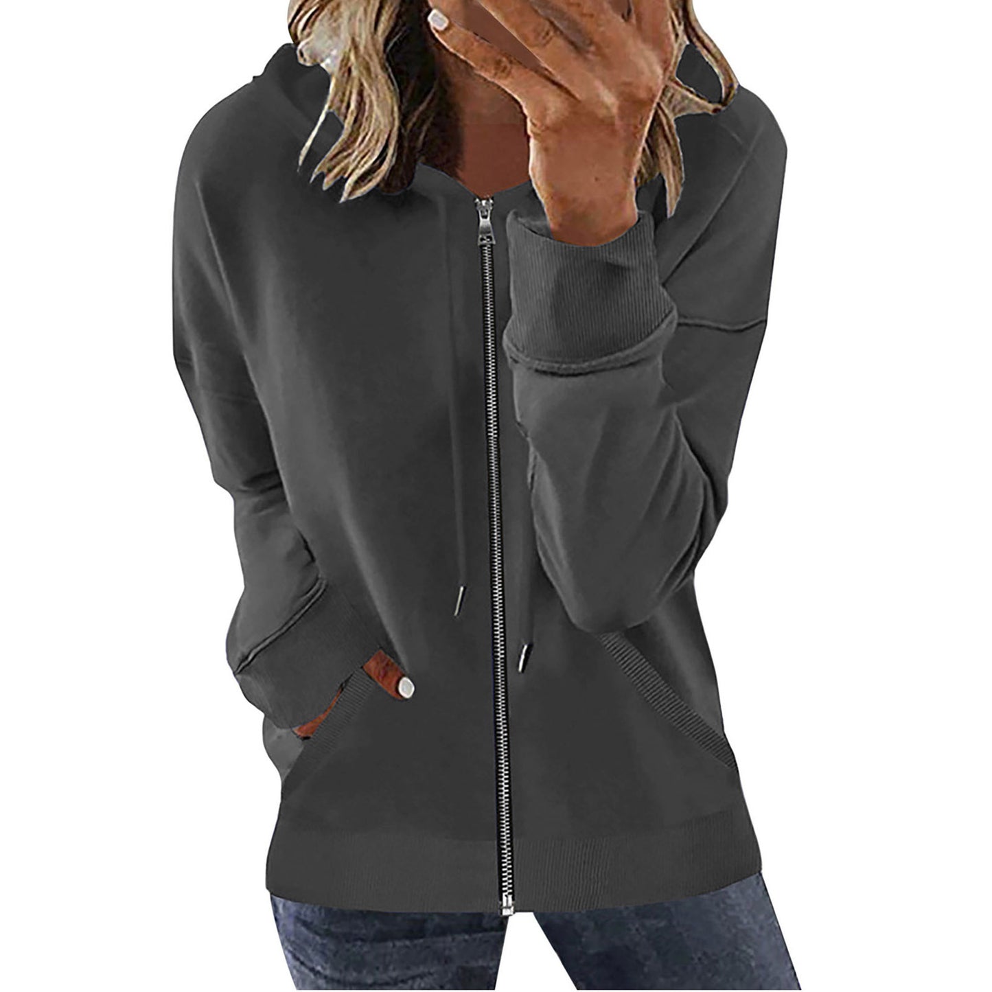 Women's Autumn Pocket Long Sleeve Hooded Tracksuit Sweaters