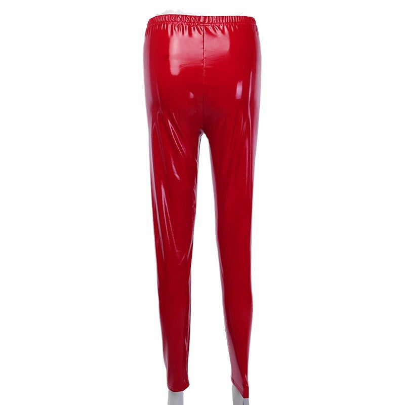 Bright Mirror Imitation Leather Thin Tight Stretch Leggings