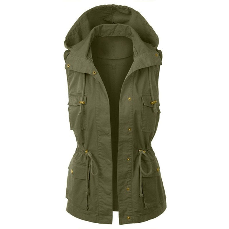 Large Sleeveless Fashion Solid Color Work Jackets