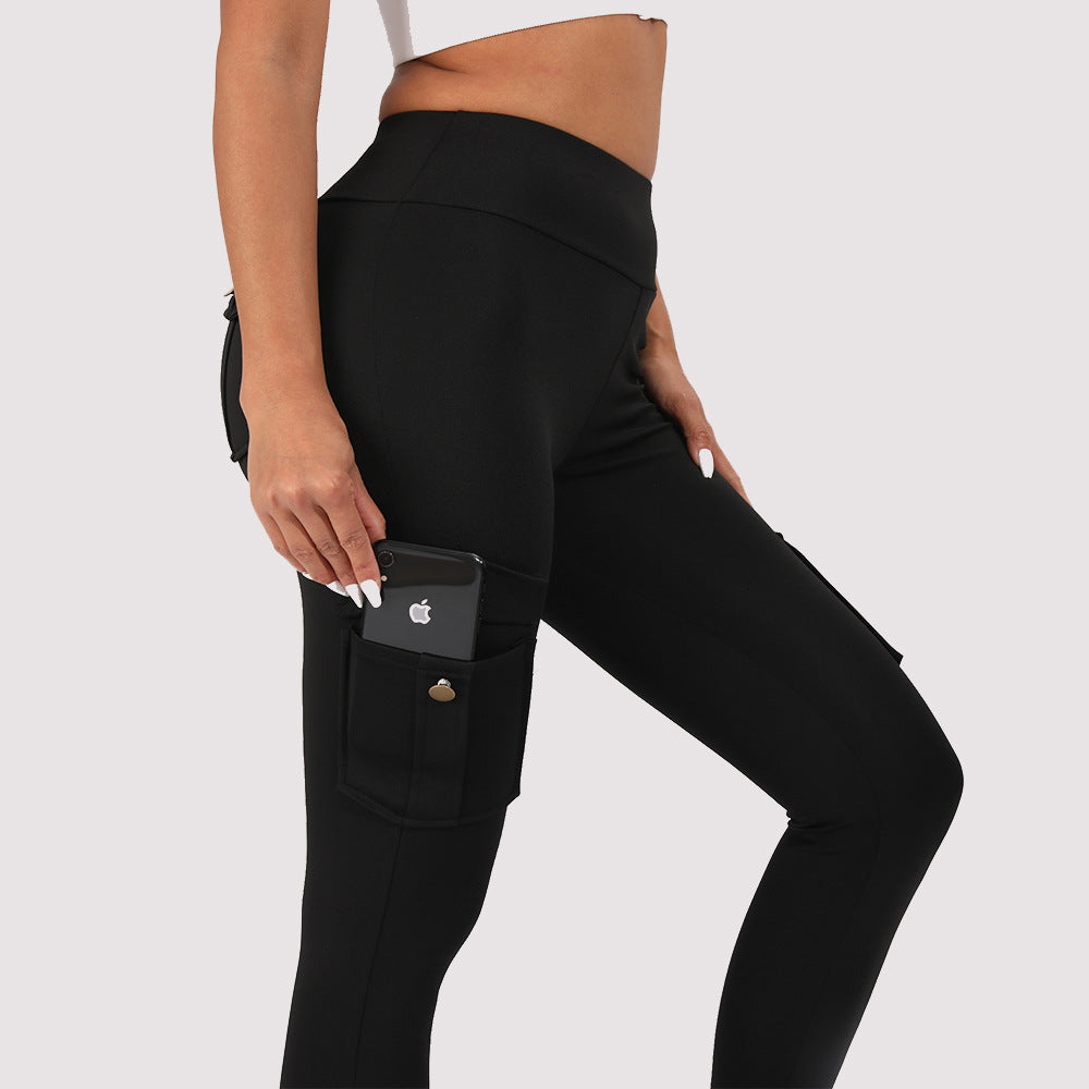 Button Pocket Sports Brushed Nude Feel Legging