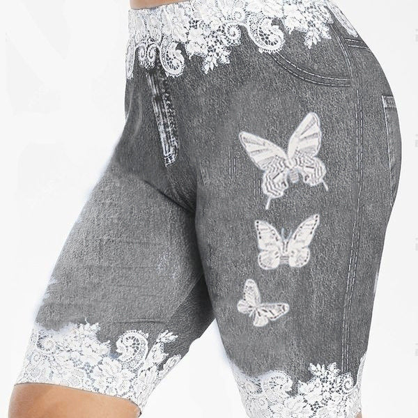 Butterfly Printed Hip Lifting Stretch High Leggings