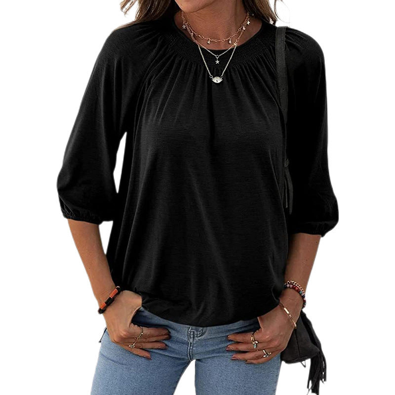 Women's Spring Summer Elegant Pullover Round Neck Blouses