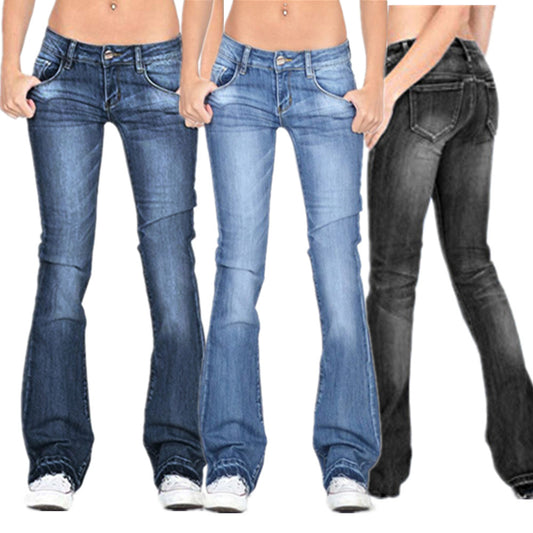 Women's Skinny Stretch Tassel Bell-bottom Trousers Trendy Jeans